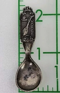 Silber 830S Norwegen Norge Karte Souvenir Salzlöffel 2 1/4" - Bild 1 von 7