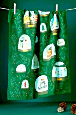 Anthropologie JoyToThe World Green International Holiday Dish Towel New With Tag - Image 1 of 4