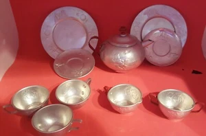 JUEGO DE TÉ 10 PIEZAS ALUMINIO RIMA INFANTIL VINTAGE MUY RARO COLECCIONISTAS - Imagen 1 de 12