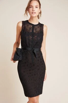 NWT Anthropologie Byron Lars Beauty Mark Gisella in Black Lace Sheath Dress 8P - Image 1 of 4