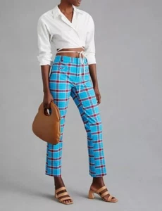 Anthropologie The Essentials Flare Pants Kick High Rise Slim Blue Women’s Size 8 - Picture 1 of 21