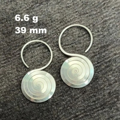 FINE SILVER EARRINGS VINTAGE CRAFT DANGLE ARTISAN 6g MINIMAL FILIGREE #E043 - Image 1 of 4