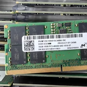 Micron 64GB (4X16GB) DDR5 4800MHz PC5-38400 1RX8 Laptop SODIMM Memory Ram - Picture 1 of 2