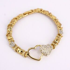 Women High Quality 18k Layered Real Gold Plated Xo hearts Bracelet 7.5 Inches #1
