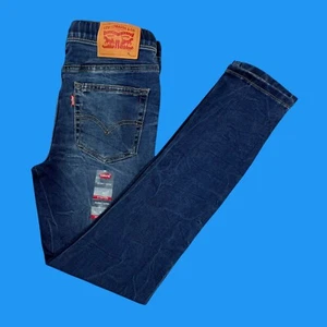 Levi Skinny Jeans Taper Unisex Kids Sz 26x26 Medium Pull On Elastic Waist Denim - Picture 1 of 24
