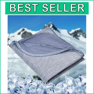 Double-Sided Cooling Blanket - Summer Comfort 50x70 Blue for Travel & Home Use - Picture 1 of 9
