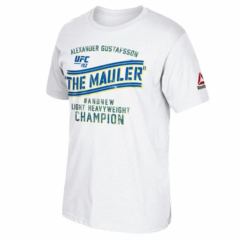 Alexander Gustafsson UFC Reebok White "The Mauler" Graphic Print T-Shirt Cover