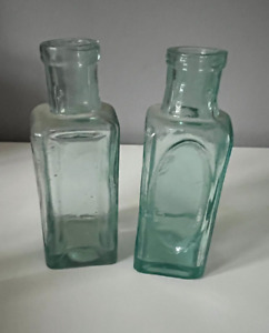 Vintage Square Sauce Bottles x 2 - nice examples
