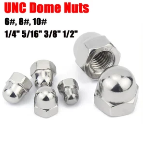 UNC Dome Nuts A2 Stainless Steel Hex Acorn 6#, 8#, 10# 1/4" 5/16" 3/8" 1/2" UNC - Picture 1 of 21