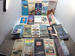 Vintage Oil Gas Service Station Road Highway Maps - Lot Of 21 - Picture 1 of 9
