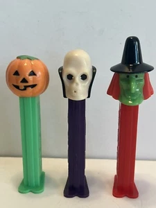 Vintage Thin Foot Halloween Pez Dispensers Lot Of 3. Skull Witch Pumpkin 1991 - Picture 1 of 1