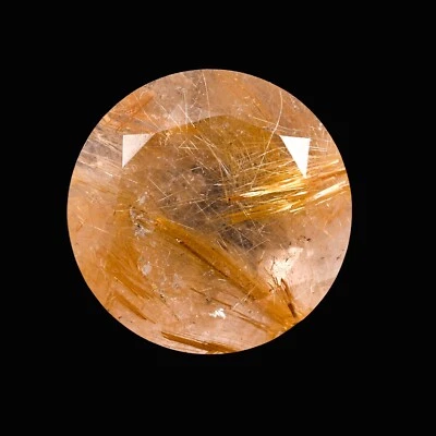 Natural Golden Rutile Quartz Round Faceted Cut Loose Gemstone 8.85 Ct 14X14X9 mm - Image 1 of 3