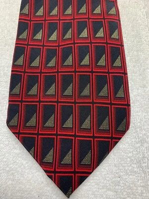 ALEXANDER JULIAN MENS TIE RED BLACK GOLD 4 X 61 - Image 1 of 4