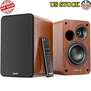 Wireless Bookshelf Speakers 60W Powered Bluetooth Optical/AUX Remote Control New - Picture 1 of 6
