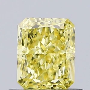 Radiant Cut 0.66 Cts Fancy Vivid Yellow VS2 Lab Grown CVD Diamond Loose - Picture 1 of 10
