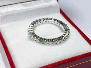 2Ct Wedding Band Ring Round Cut Lab Created Diamond 14k White Gold Plated - Picture 1 of 4