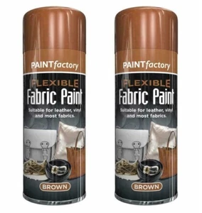 2 x Flexible Fabric Brown Spray Paint Can Leather Vinyl Textile Clothes - 200ml - Picture 1 of 4