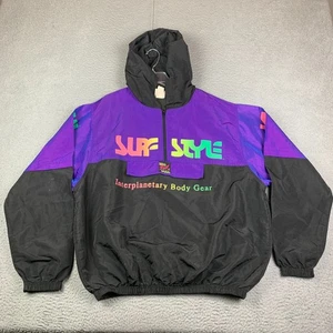 80s Vintage Surf Style Spell Out Anorak Windbreaker Hooded Size XL Men - Picture 1 of 15