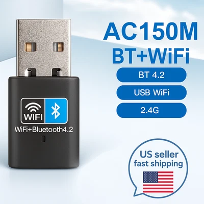 WiFi 150mbps + Bluetooth USB Adapter, 2.4G, Bluetooth 4.2 for PC - Image 1 of 3
