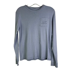 Vineyard Vines Long Sleeve T-Shirt Boys L Blue Pocket Tee Whale Logo Pullover - Picture 1 of 8