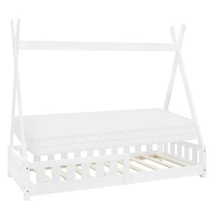 Lettino + materasso protezione anticaduta Tipi letto letto casa legno di pino bianco 80x160 cm - Foto 1 di 10
