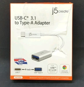 J5create JUCX05 USB-C 3.1 to USB-A Adapter 4 Inches White  - Picture 1 of 7