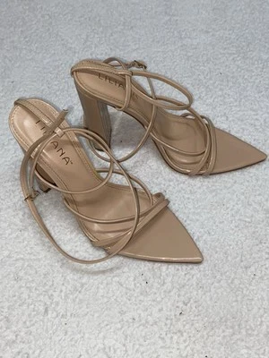 Zapatos de tacón alto Liliana para mujer nude/beige con tiras punta abierta talla 8 Foto 1 de 4