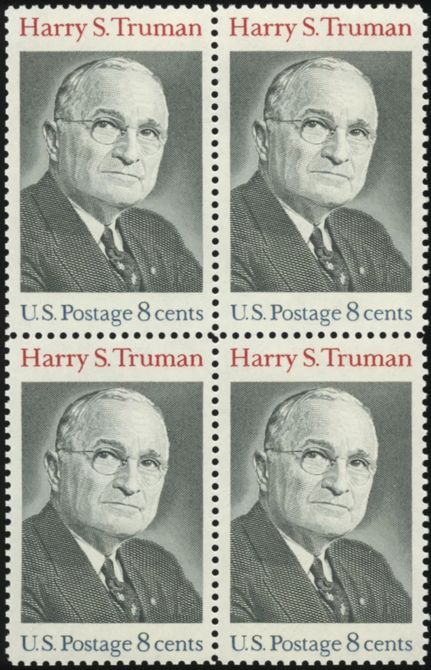 1973 U.S. Postage Stamp 8c Cent Harry S. Truman Block of 4 (Scott # 1499) MNH - Image 1 of 3