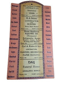 Advertising Brochure Fort Collins CO Advertising Shopping List Tab Day Funeral - Picture 1 of 2