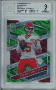 Panini Spectra Patrick Mahomes II 2024 verde neón troquelado #09/30 BGS 9 BNA503 - Imagen 1 de 2