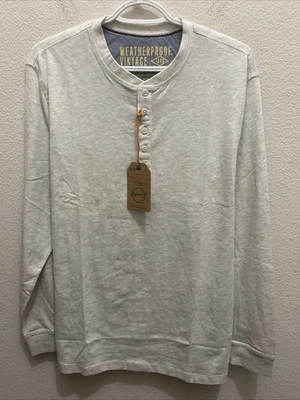 Camiseta Henley de manga larga blanca avena grande resistente a la intemperie vintage para hombre $44 Foto 1 de 4