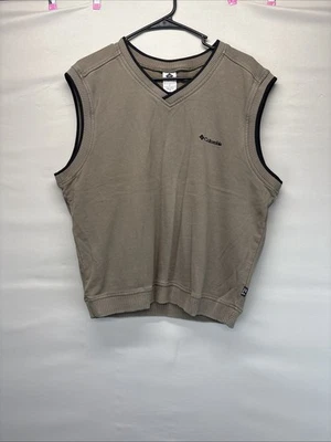 Columbia Para hombres L Algodón Cuello en V Pullover Golf Suéter Chaleco Preppy Bronceado Borde Negro Foto 1 de 4