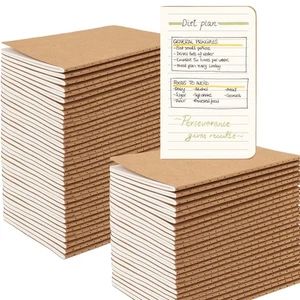 64PCS Mini Notebooks Bulk, 3.5" x 5.5", Brown, 60 Pages Lined Small Pocket No... - Picture 1 of 6