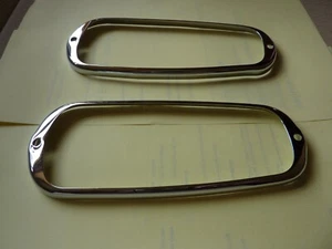 MINI PICK UP / ROVER P4 Chrome rear lamp rims. One pair. New. Genuine LUCAS. - Picture 1 of 2