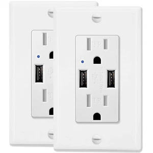 Cargador de toma de pared USB 4.2A 15A receptáculos resistentes a manipulaciones para Samsung paquete de 2 - Imagen 1 de 12
