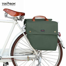 TOURBON Waxed Canvas Bike Bicycle Double Pannier Back Seat Bag Pouch Rack Holder