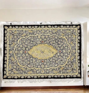 3'x2' Bordado Oro Colgante de Pared Joyas Cachemira Alfombra Pasillo Decoración - Imagen 1 de 5