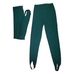 Vintage 80s Stirrup Legging Green Retro Cotton Stretch Casual Costume Small Med - Picture 1 of 4
