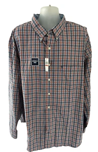 Izod Advantage Orange Rust Plaid L/S Button Front Shirt Size 3XLT, XXXLT - Picture 1 of 3