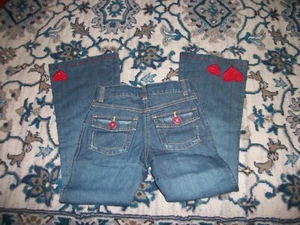 NWT Gymboree~~Bon Voyage~~Denim Jeans w/ Sequin Hearts Hem   Size~ 8 Slim    - Picture 1 of 2