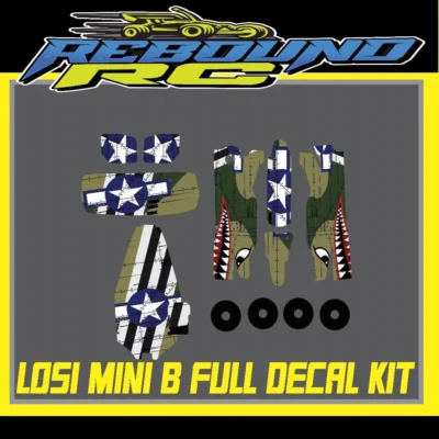 losi mini b 1/16th body graphics kit  /decal /sticker  standard body wing wheels - Image 1 of 2