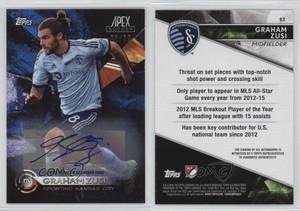 2016 Topps Apex Blue Auto /99 Graham Zusi #93 Auto