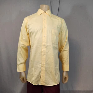 Geoffrey Beene Yellow Stripes Dress Shirt LARGE 16 32/33 Long Slv Collar Button - Picture 1 of 6