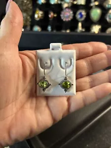 Vintage Sajen 925 Sterling Silber Peridot Leverback Ohrringe - Bild 1 von 2