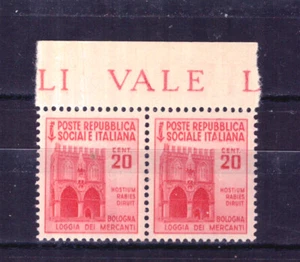 FRANCOBOLLI Italia RSI 1944-45 Monumenti Distrutti 2° Em. 20 c Varietà SOCIAIE - Picture 1 of 1