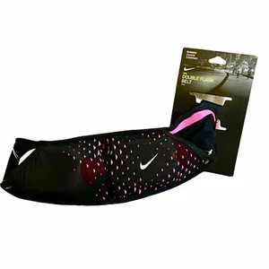 NIKE Double Pocket flask belt 20oz 2 water bottles. Neon Pink& Black-New - Picture 1 of 4