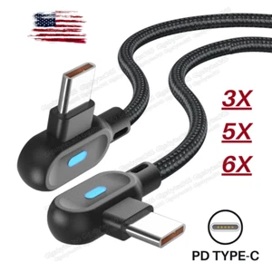 3-6X PD USB Type C to USB C Cable 90 Degree Fast Charging Cabel For Samsung Lot - Picture 1 of 11