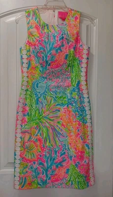 Nuevo Vestido Lilly Pulitzer Mila Shift Talla 2 Amantes Coral Multicolor Nuevo con Etiquetas Foto 1 de 4