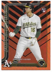 2025 Topps Update Holiday Foil Orange Black Nick Kurtz RD #US197 Athletics RC SP - Picture 1 of 2