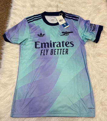 Camiseta deportiva Adidas Arsenal 24/25 Aqua/Púrpura/Azul marino para hombre talla pequeña tercera IZ0114 Foto 1 de 4